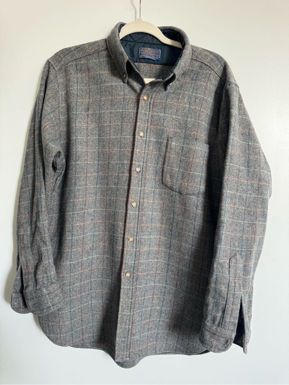 Pendleton Gray Herringbone Plaid Shirt